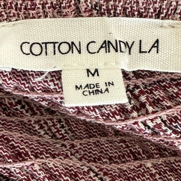 Cotton Candy LA Crop Top Womens M Pink Plaid Button Down Cottagecore Coquette - Picture 4 of 6